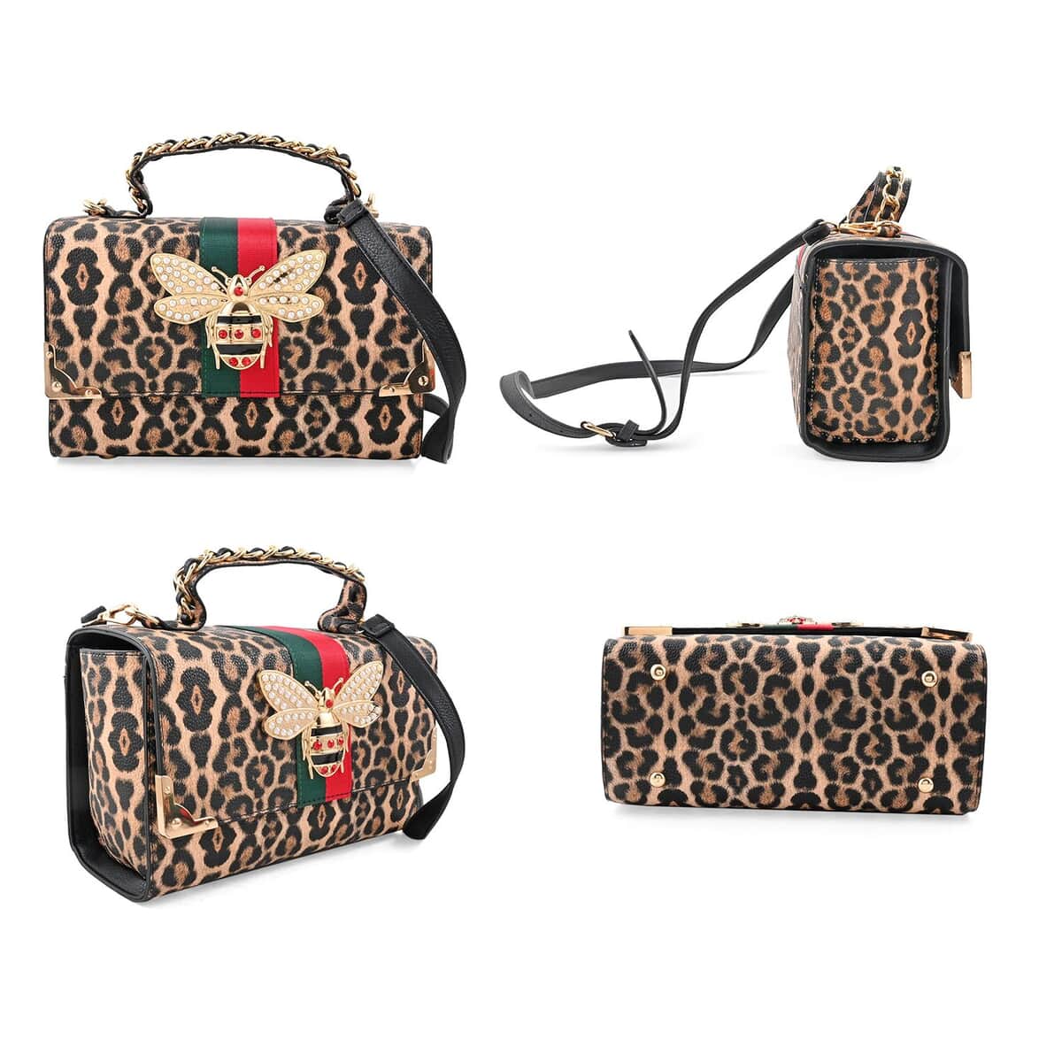 2pc Leopard Vegan Leather Shoulder Bag with Wallet image number 1