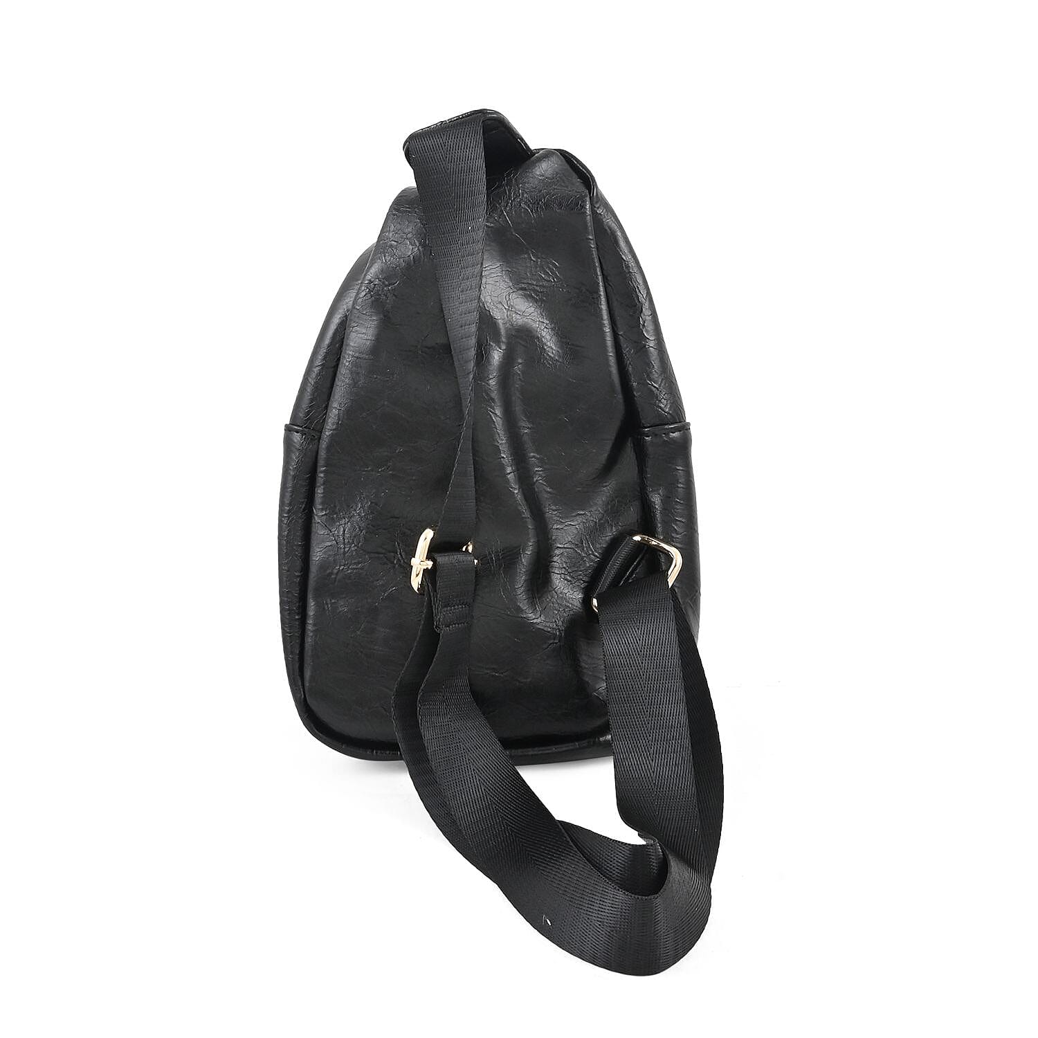 Black Vegan Leather Sling Bag