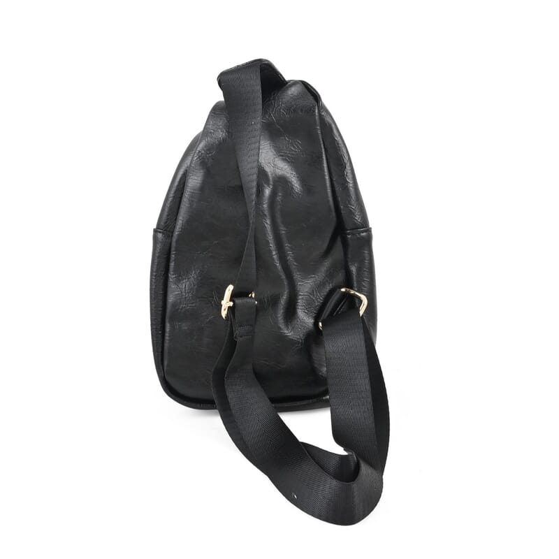 Black Vegan Leather Sling Bag