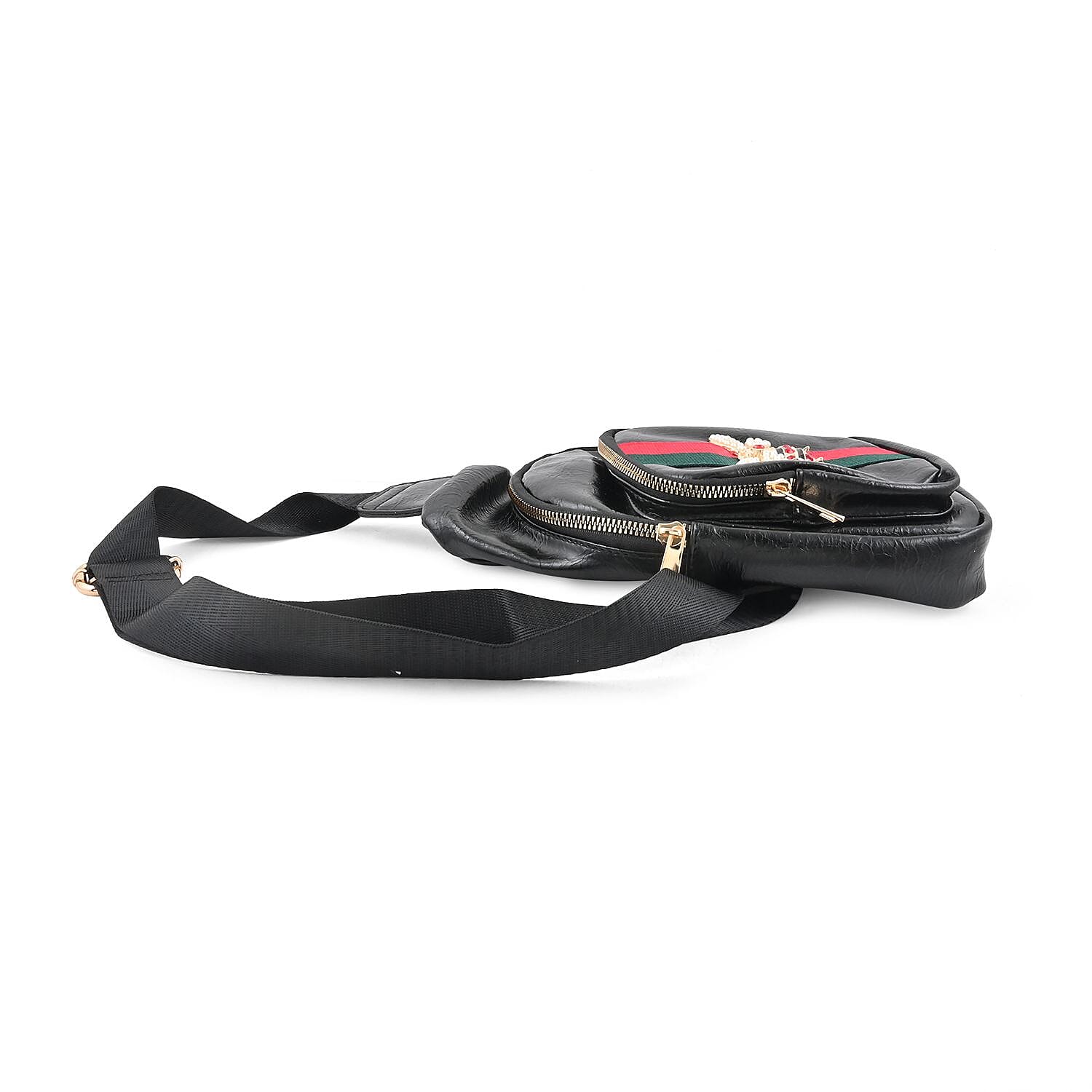 Black Vegan Leather Sling Bag