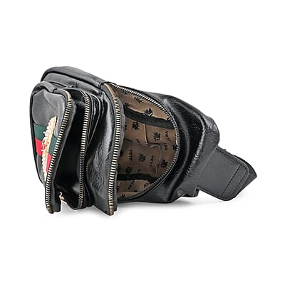 Black Vegan Leather Sling Bag