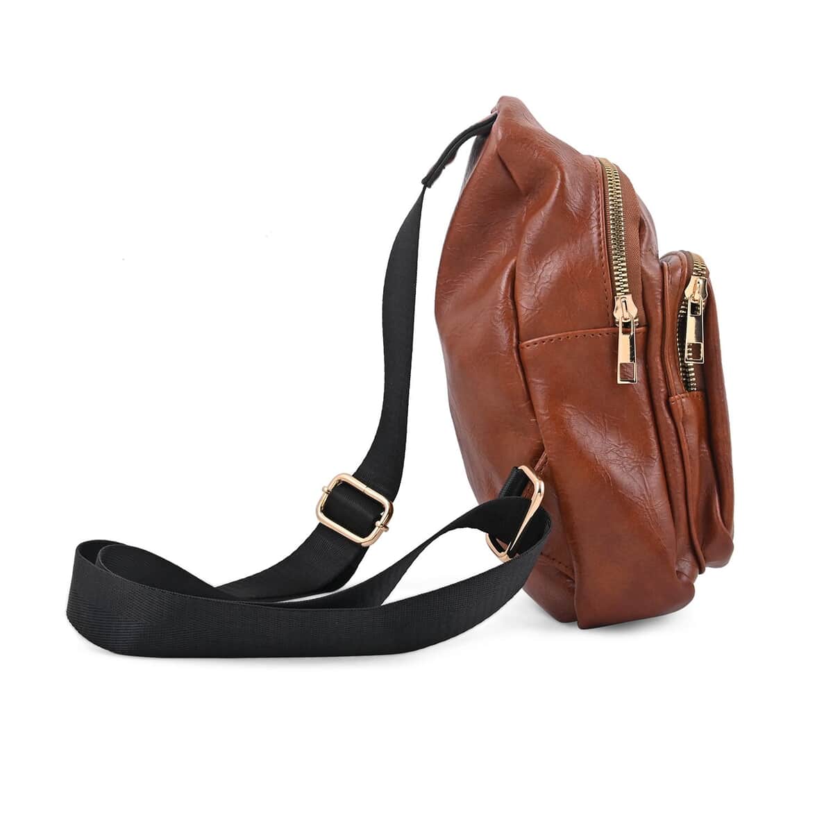 Brown Vegan Leather Sling Bag image number 1