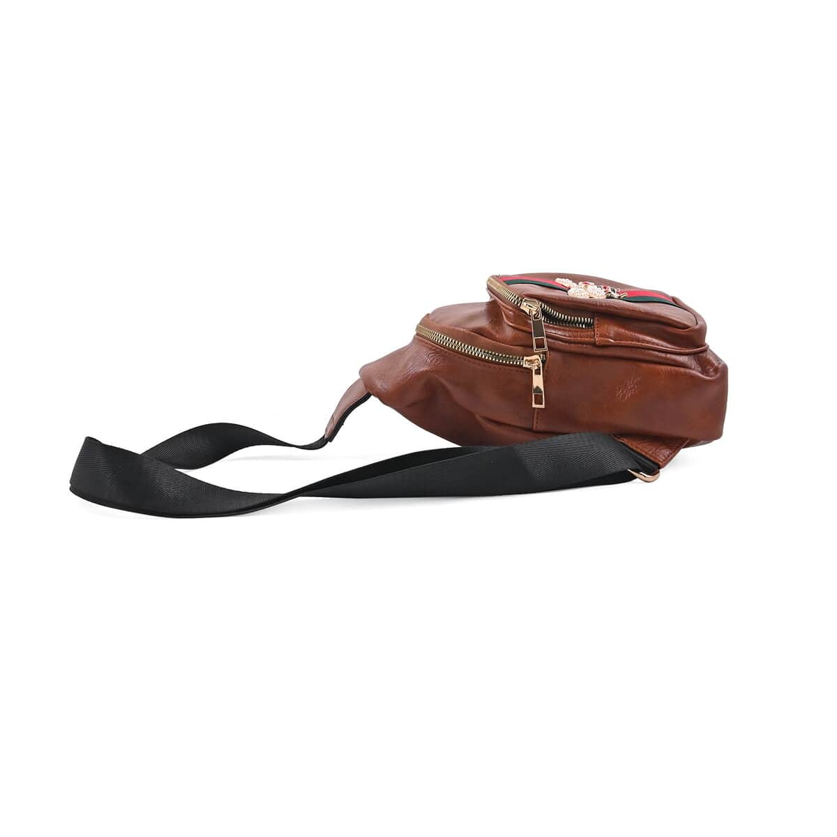 Brown Vegan Leather Sling Bag image number 3