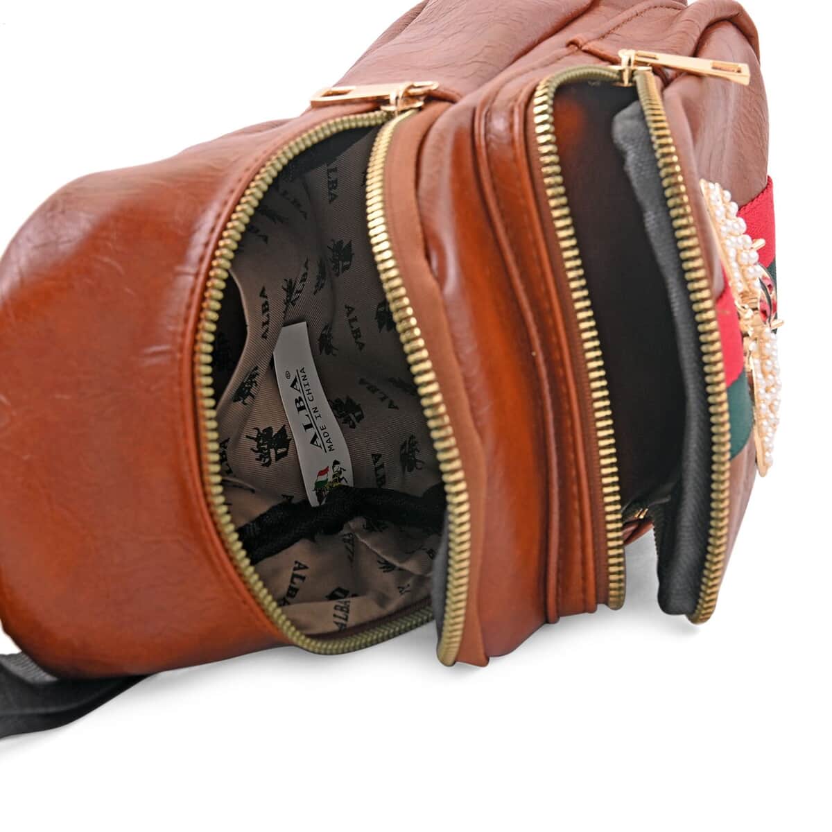 Brown Vegan Leather Sling Bag image number 4