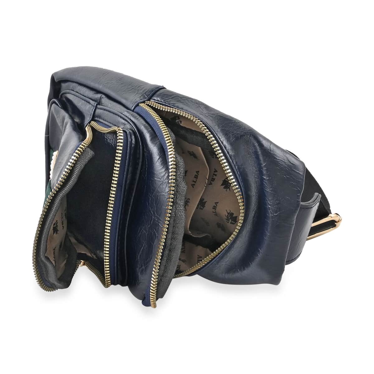 Navy Vegan Leather Sling Bag image number 4