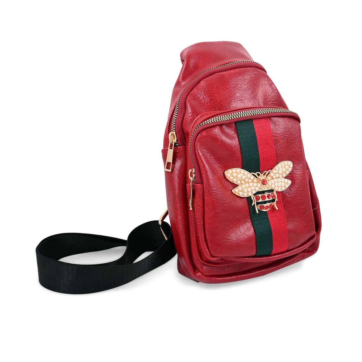 Red Vegan Leather Sling Bag image number 0