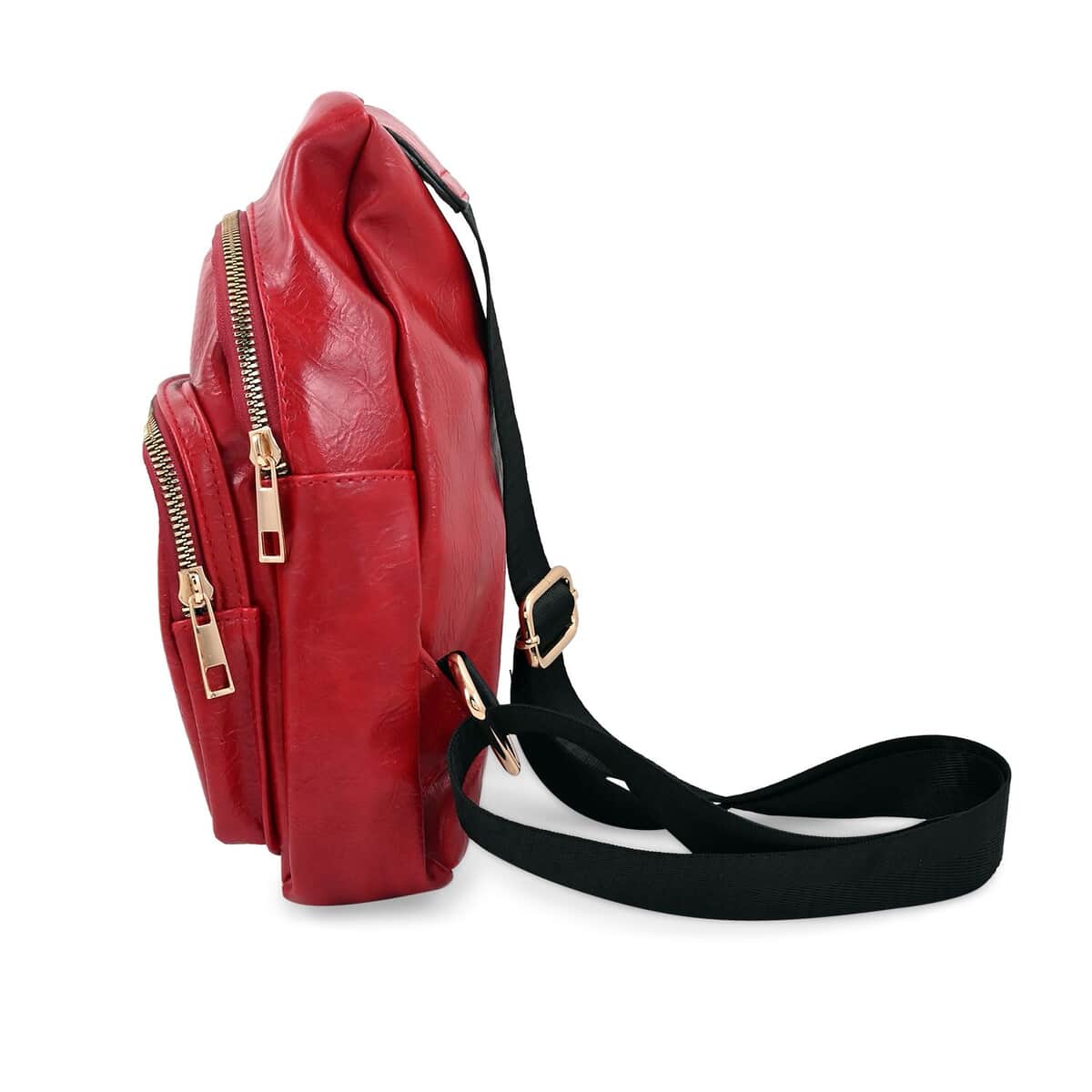 Red Vegan Leather Sling Bag image number 1