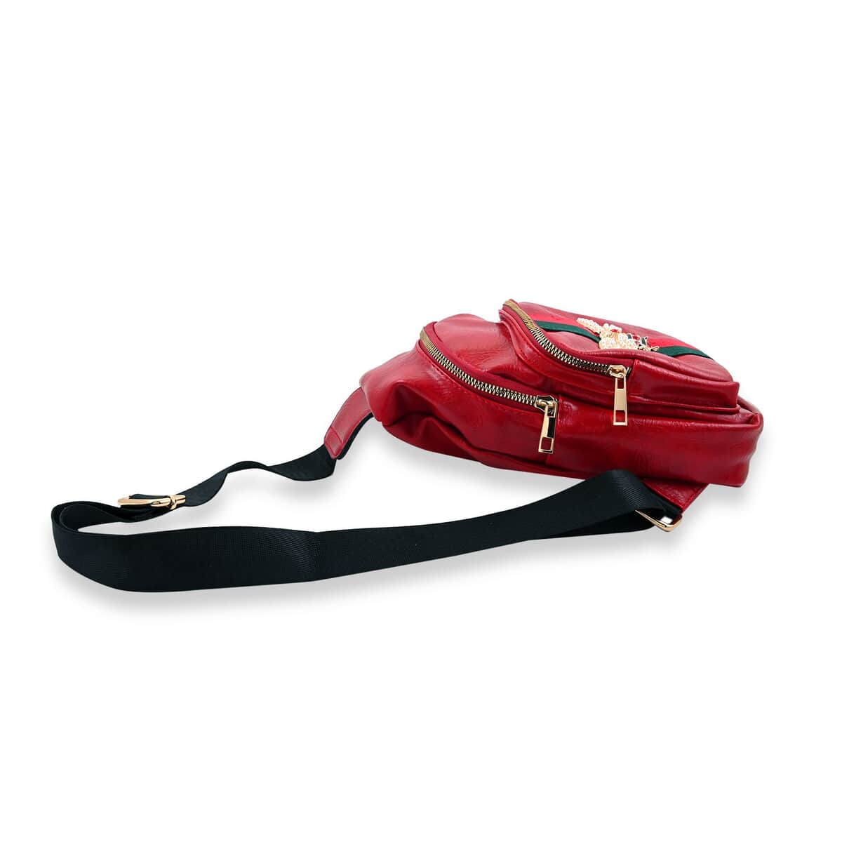 Red Vegan Leather Sling Bag image number 3