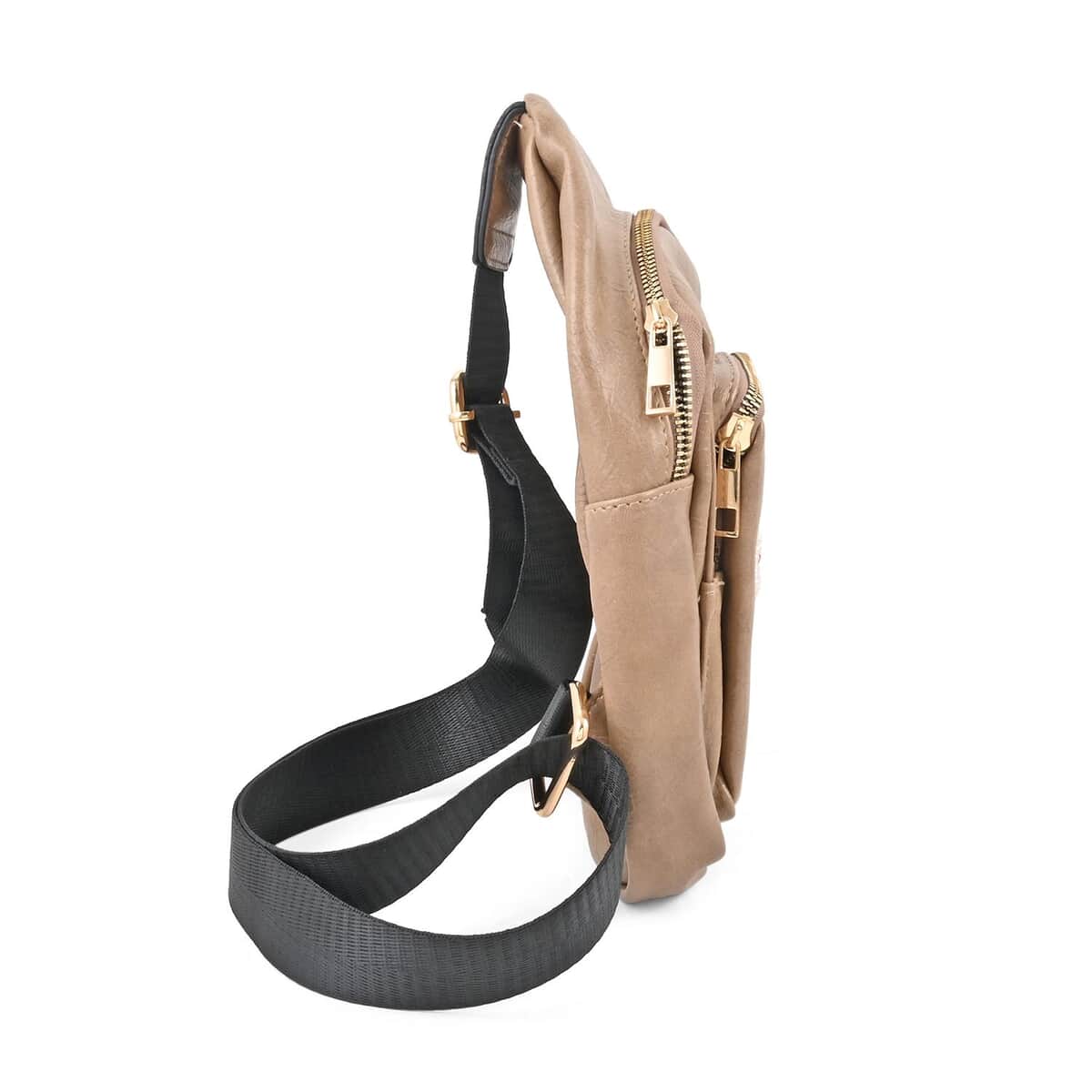 Tan Vegan Leather Sling Bag image number 2