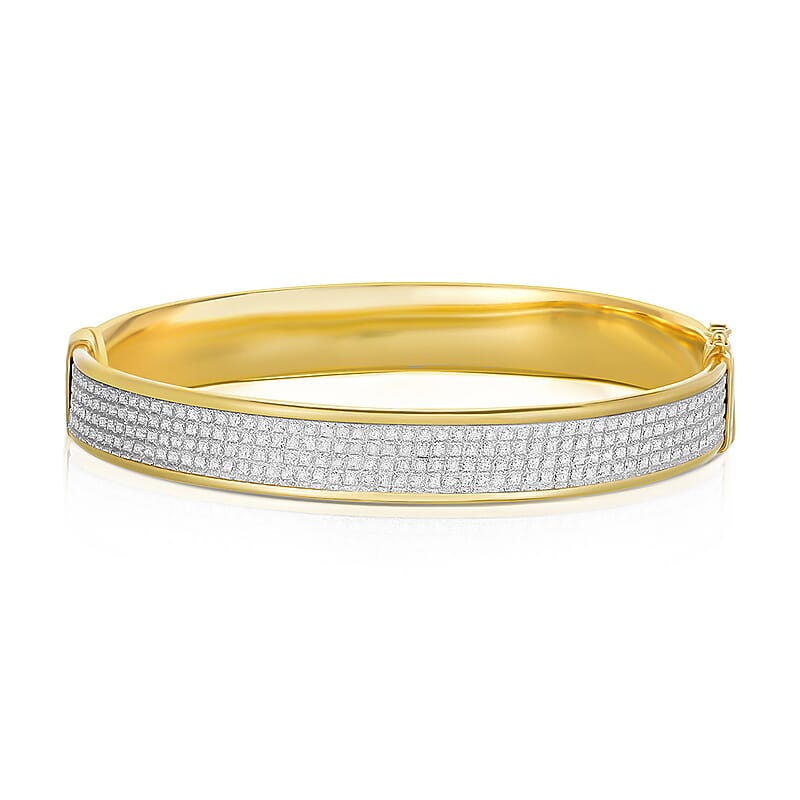 Vermeil YG Over Sterling Silver Bangle Bracelet (7.50 In) 18.50 g