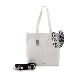 Vintage Havana White Star Pattern Tote with 2 Interchangeable Straps