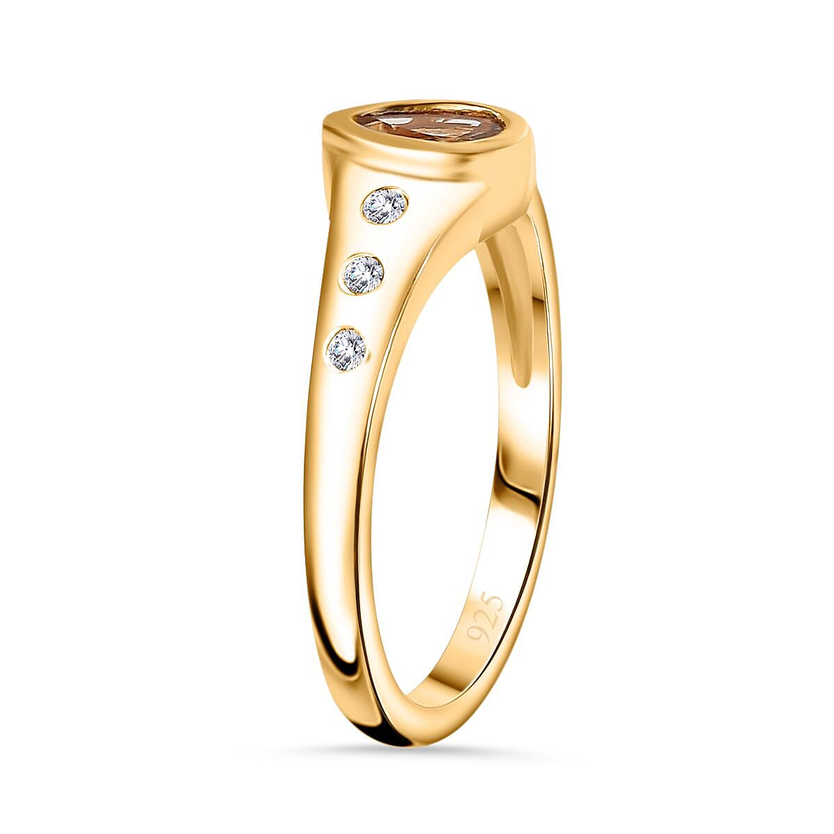 Natural Golden Tanzanite and White Zircon 0.50 ctw Ring