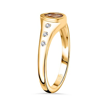 Natural Golden Tanzanite and White Zircon 0.50 ctw Ring
