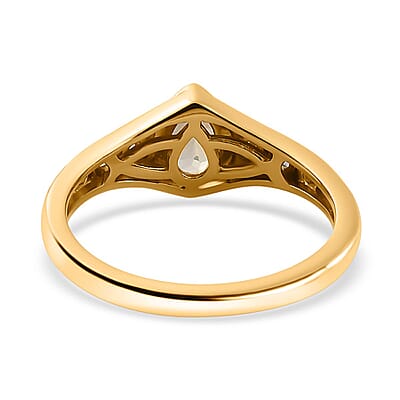 Natural Golden Tanzanite and White Zircon 0.50 ctw Ring
