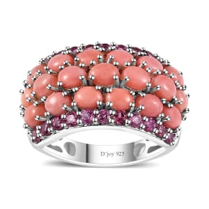 Premium Oregon Peach Opal and Orissa Rhodolite Garnet Ring in Platinum Over Sterling Silver (Size 6.0) 3.80 ctw