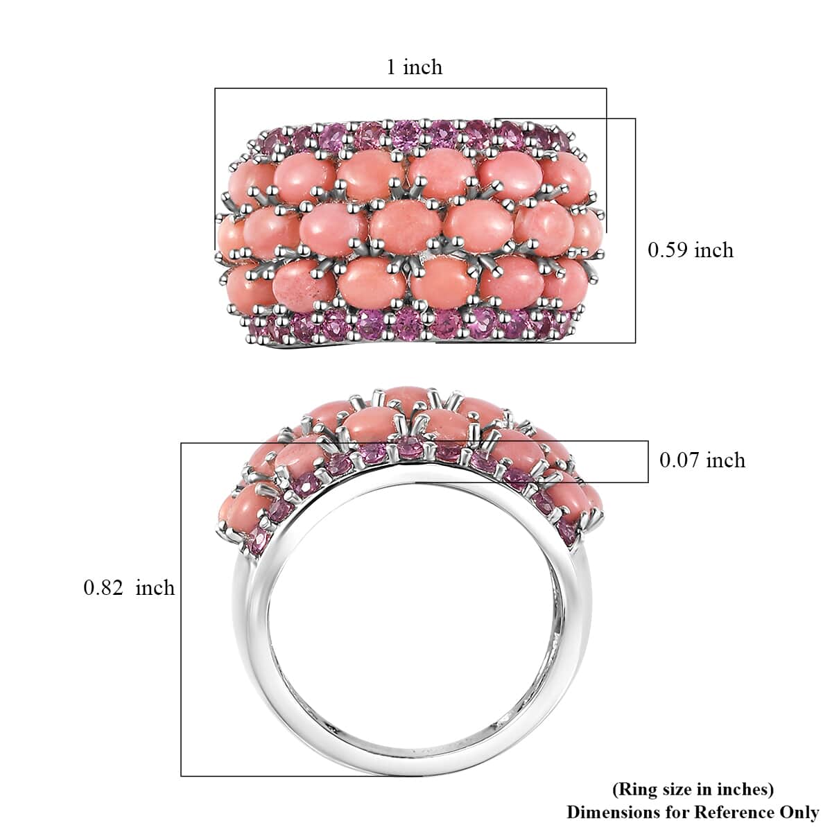 Premium Oregon Peach Opal and Orissa Rhodolite Garnet Ring in Platinum Over Sterling Silver (Size 8.0) 3.80 ctw image number 5