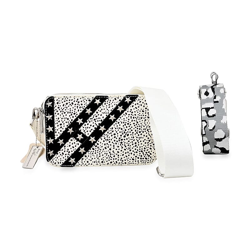 Vintage Havana White Crossbody Bag with 2 Interchangeable Straps