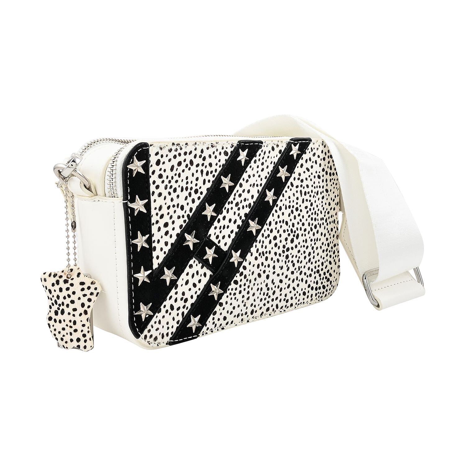 Vintage Havana White Crossbody Bag with 2 Interchangeable Straps