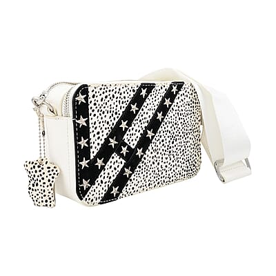 Vintage Havana White Crossbody Bag with 2 Interchangeable Straps