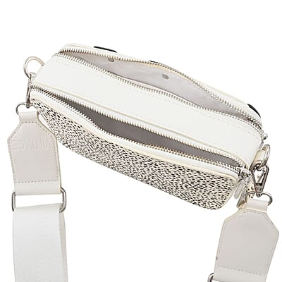 Vintage Havana White Crossbody Bag with 2 Interchangeable Straps