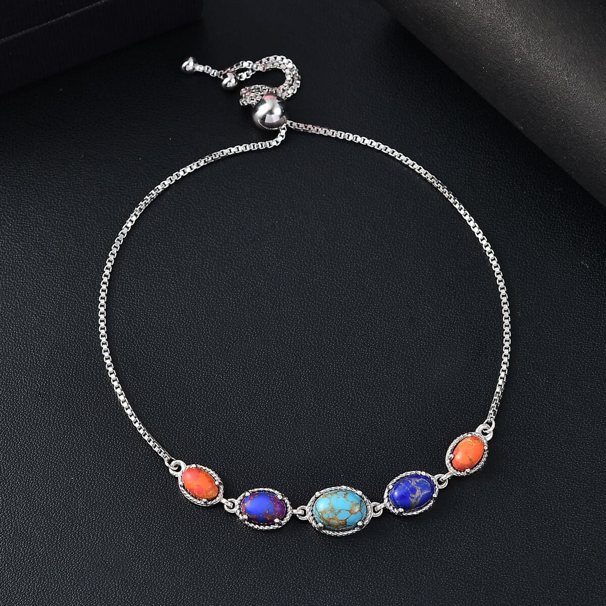 Mojave Multi Turquoise Bolo Bracelet in Platinum Over Sterling Silver 3.90 ctw image number 1
