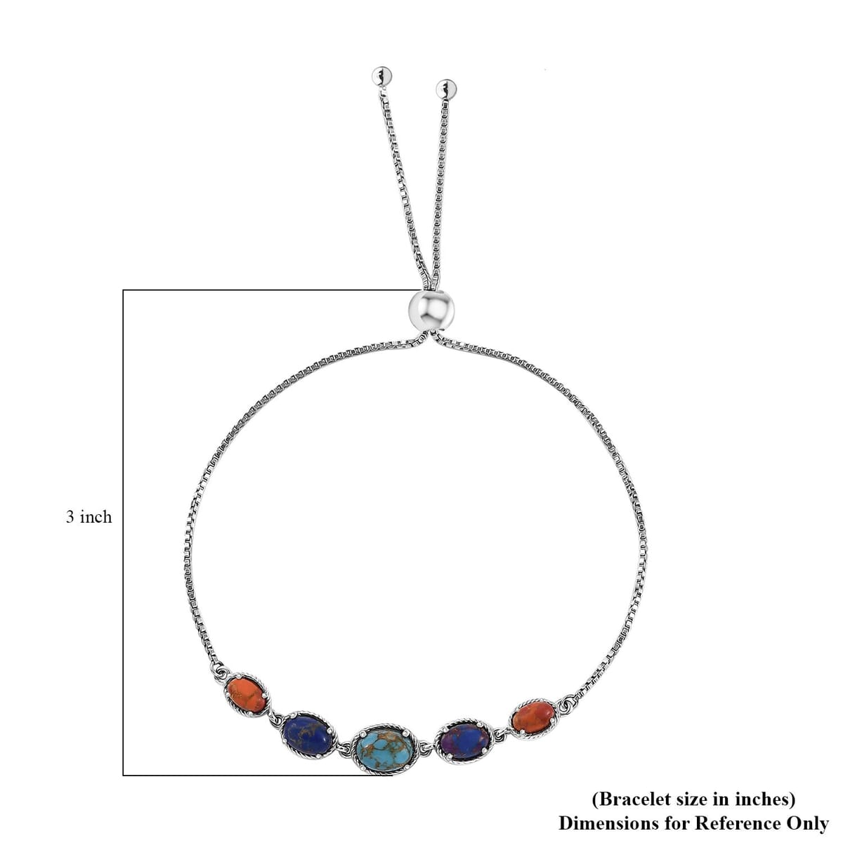 Mojave Multi Turquoise Bolo Bracelet in Platinum Over Sterling Silver 3.90 ctw image number 4