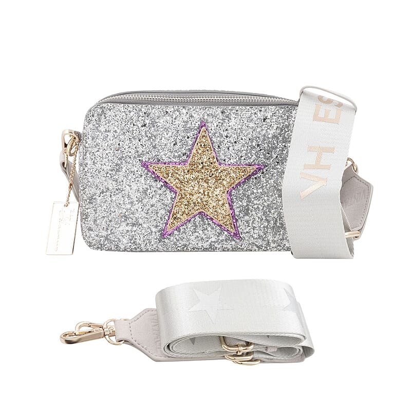 Vintage Havana Silver & Golden Crossbody Bag with 2 Interchangeable Straps