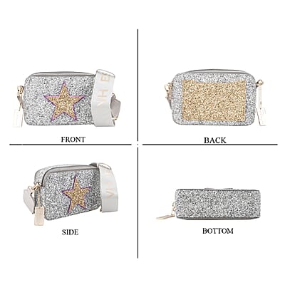 Vintage Havana Silver & Golden Crossbody Bag with 2 Interchangeable Straps