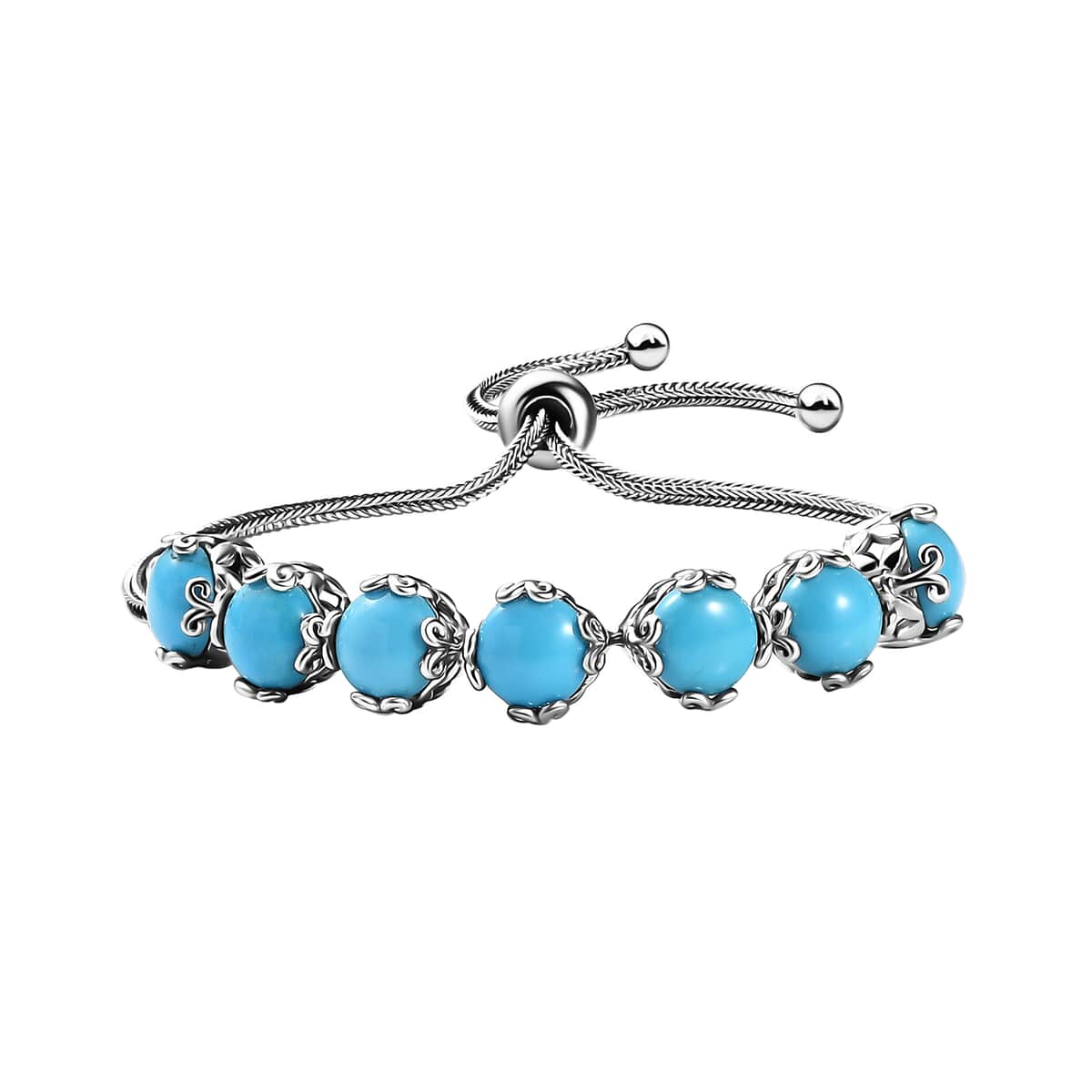 Sleeping Beauty Turquoise 11.60 ctw Bracelet in Platinum Over Sterling Silver (10.50 In) image number 0