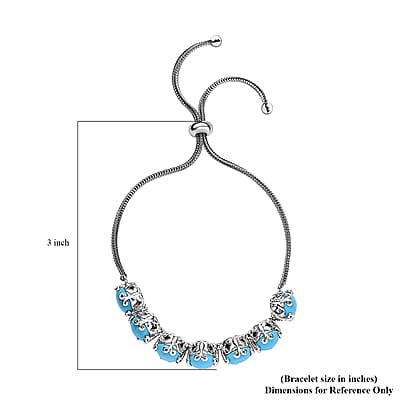 D'Joy Sleeping Beauty Turquoise 11.60 ctw Bracelet in Platinum Over Sterling Silver (10.50 In)