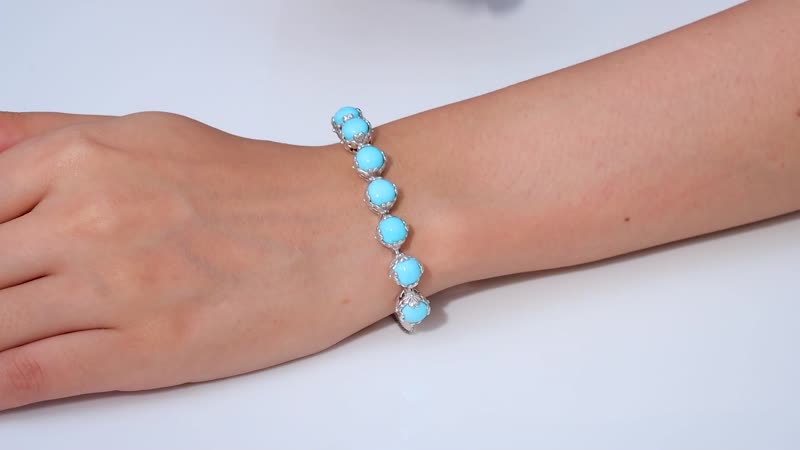 Sleeping Beauty Turquoise Bolo Bracelet in Platinum Over Sterling Silver (10.50 In) 11.40 ctw