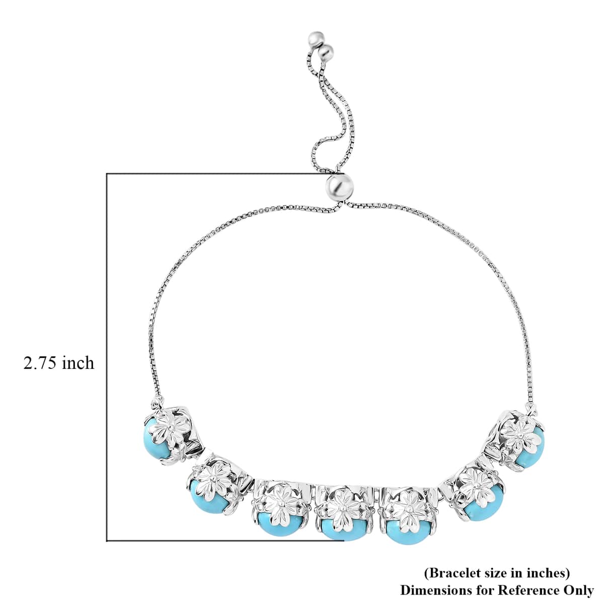 Sleeping Beauty Turquoise Bolo Bracelet in Platinum Over Sterling Silver (10.50 In) 11.40 ctw image number 4