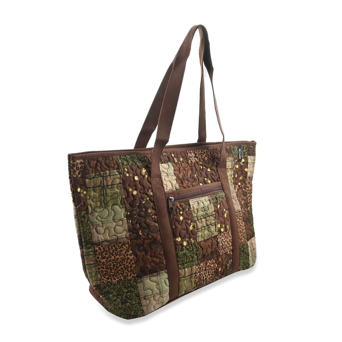 Birthday Deal Donna Sharp Brown Safari Pattern Quilted Tote Bag (16.5x5.5x12") image number 1