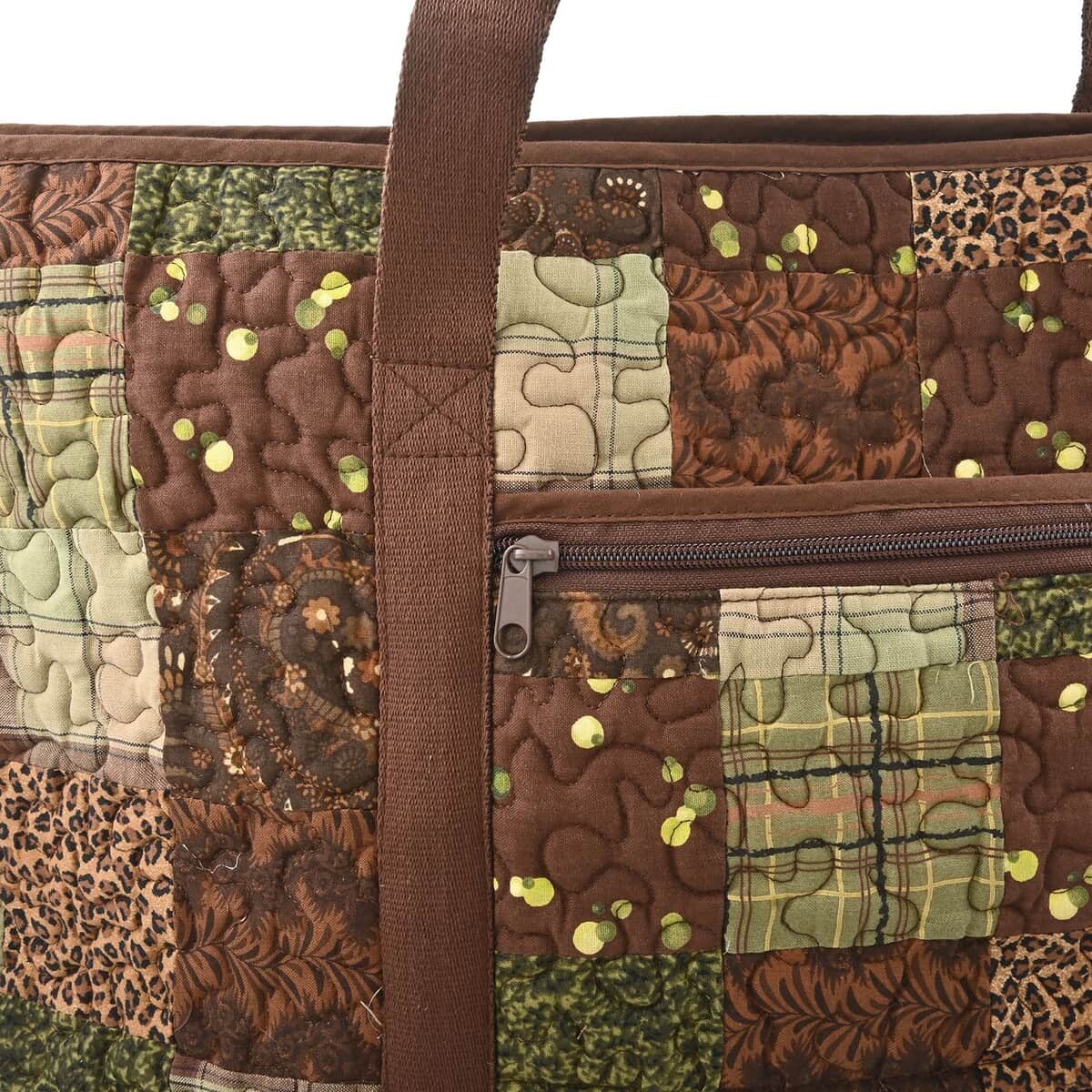 Birthday Deal Donna Sharp Brown Safari Pattern Quilted Tote Bag (16.5x5.5x12") image number 3