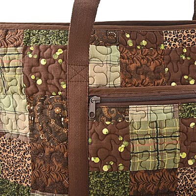 Donna Sharp Brown Safari Pattern Quilted Tote Bag
