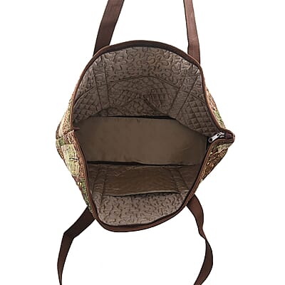 Donna Sharp Brown Safari Pattern Quilted Tote Bag