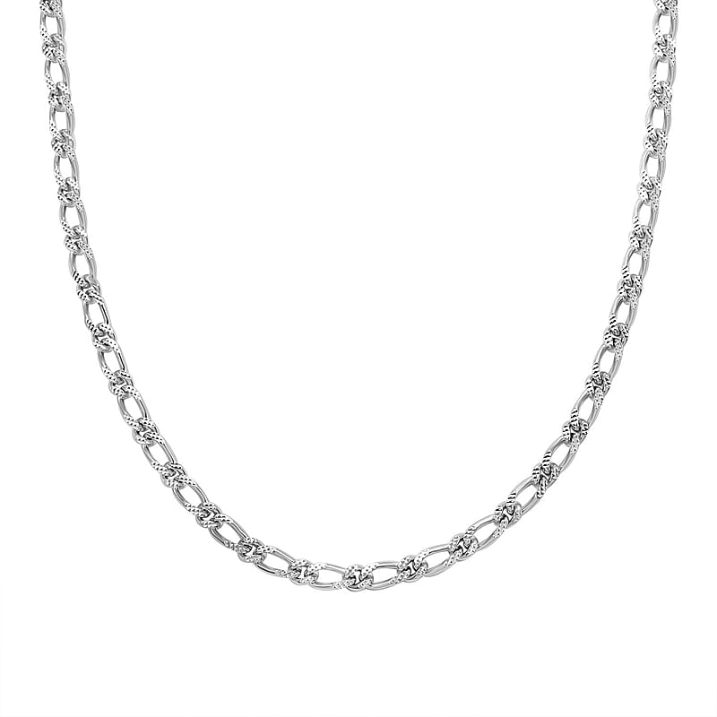Italian Sterling Silver Figaro Bombe Pyramid Necklace 22 Inches 36.10 Grams 