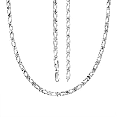 Italian Sterling Silver Figaro Bombe Pyramid Necklace 22 Inches 36.10 Grams 