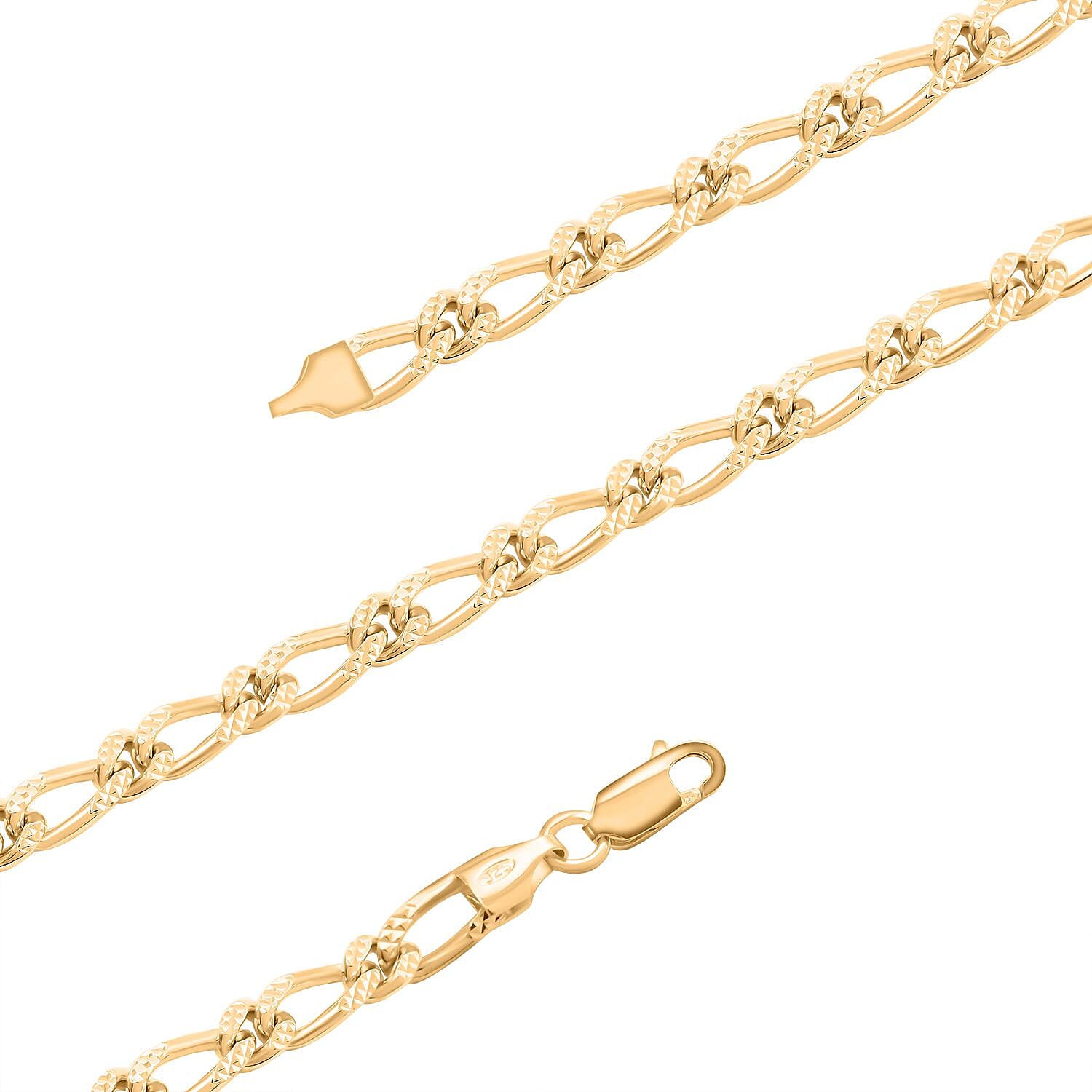 Italian 14K YG Over Sterling Silver Figaro Bombe Pyramid Necklace 22 Inches 36.10 Grams