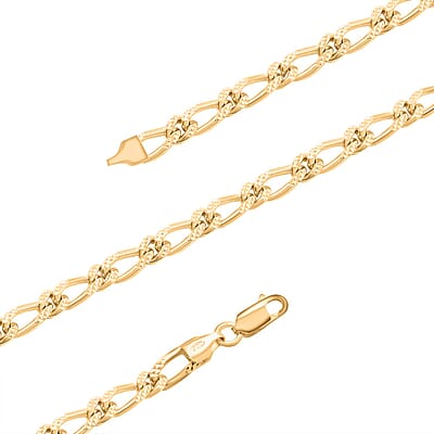 Italian 14K YG Over Sterling Silver Figaro Bombe Pyramid Necklace 22 Inches 36.10 Grams