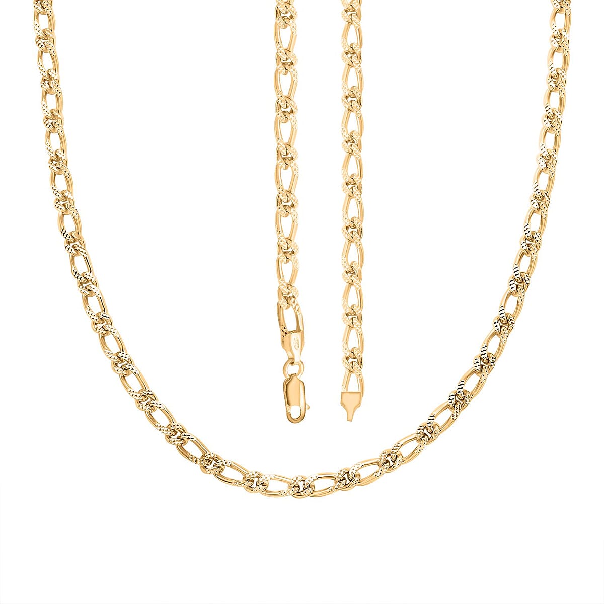 Italian 14K YG Over Sterling Silver Figaro Bombe Pyramid Necklace 22 Inches 36.10 Grams image number 3