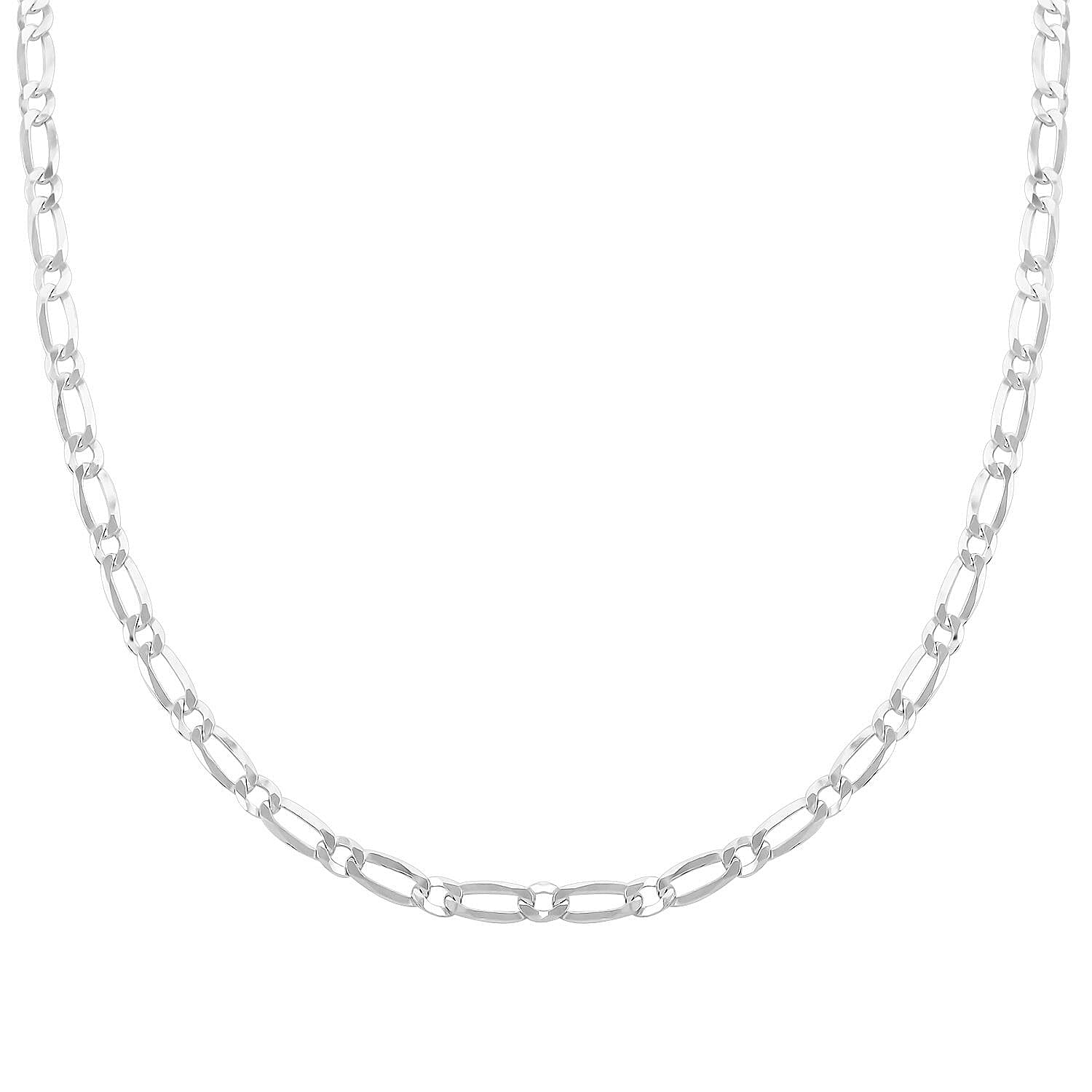 Italian Sterling Silver Figaro Necklace 20 Inches 9.90 Grams