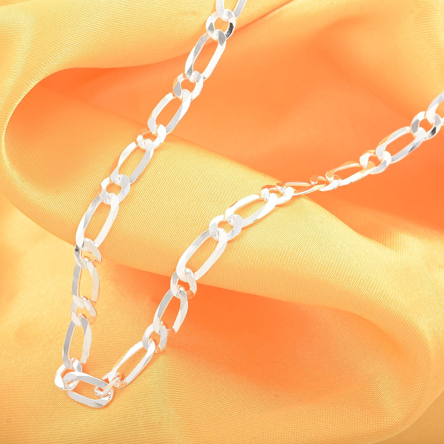 Italian Sterling Silver Figaro Necklace 20 Inches 9.90 Grams