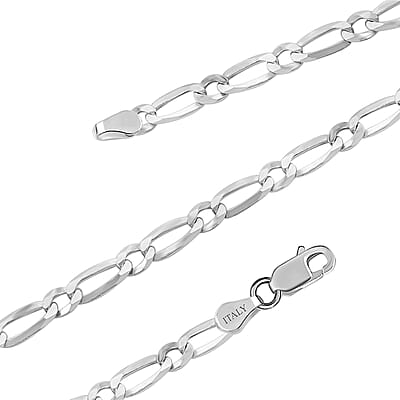 Italian Sterling Silver Figaro Necklace 20 Inches 9.90 Grams