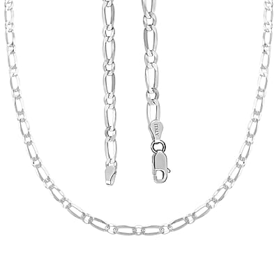 Italian Sterling Silver Figaro Necklace 20 Inches 9.90 Grams