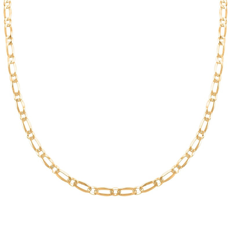 Italian 14K Yellow Gold Over Sterling Silver Figaro Necklace 20 Inches 9.80 Grams
