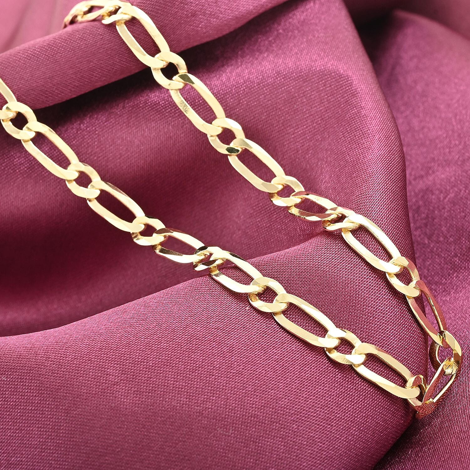 Italian 14K Yellow Gold Over Sterling Silver Figaro Necklace 20 Inches 9.80 Grams