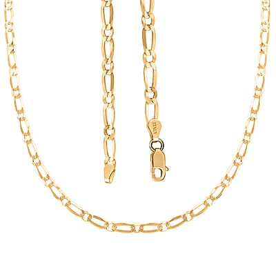 Italian 14K Yellow Gold Over Sterling Silver Figaro Necklace 20 Inches 9.80 Grams