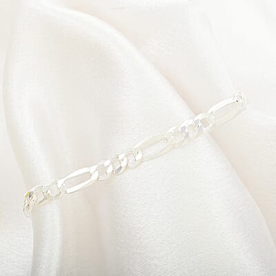 Italian Sterling Silver Figaro Bracelet (7.50 In) 3.80 Grams