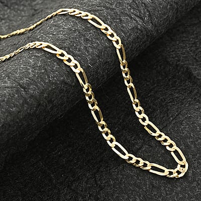 Italian 14K Yellow Gold Over Sterling Silver Figaro Necklace 24 Inches 11.40 Grams